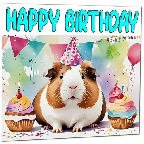 Guinea Pig Birthday Card - Eco-Friendly 145x145mm Card