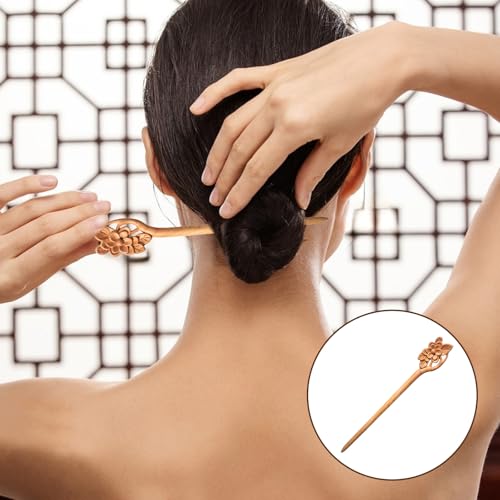 Wooden Hair Stick - Retro Flower Carved Chinese Hair Chopstick Pin