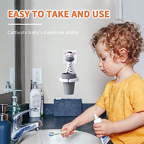 SooGree Kids Toothbrush Holder with Cup - Wall-Mounted Animal Design