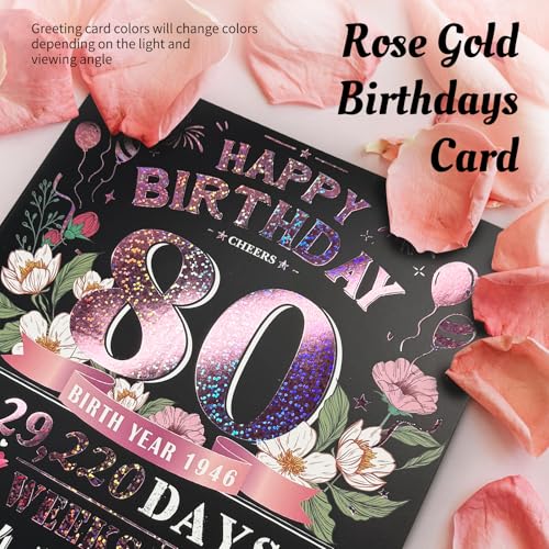 3D Pink Pop-Up 80th Birthday Card for Women - Aiunmiol