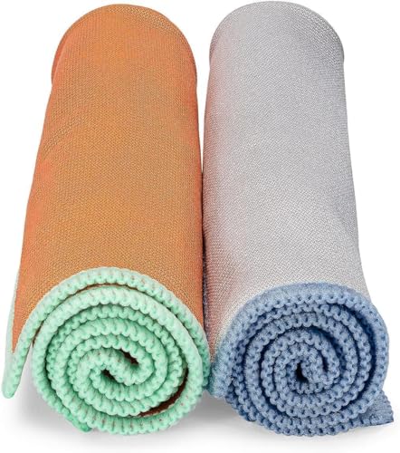 Full Circle Microfiber Glass Cleaning Cloths - Eco-Friendly, Streak-Free Shine, Set of 2