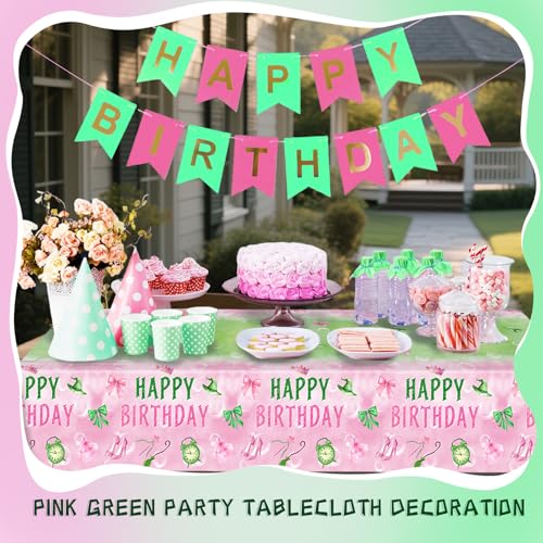 Witch Birthday Party Tablecloths - 2 Pack Pink Green 54x108