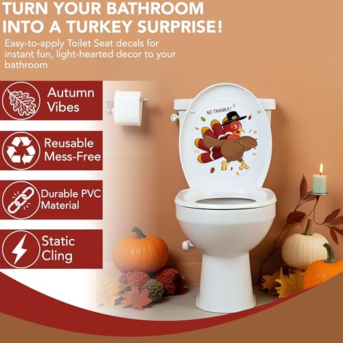 Thanksgiving Turkey Toilet Seat Cling Set – 2-Piece, 11.2x13