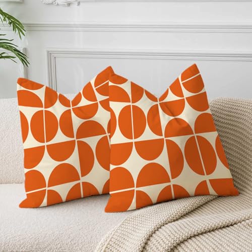 Retro Geometric Throw Pillow Cover - 16x16 Inch Abstract Design