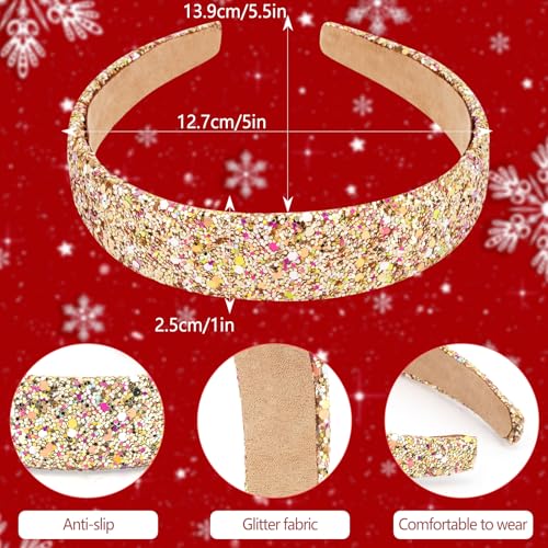Vovii Glitter Sequin Headband Sparkly Christmas Hair Accessory for Women Girls