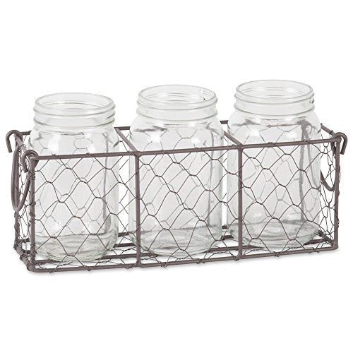 DII Chicken Wire Collection Farmhouse Vintage, Caddy with Vases, Rustic Bronze