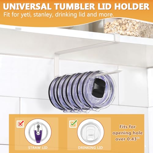 Lucasden Under Cabinet Tumbler Lid Organizer & Storage Hanger - White