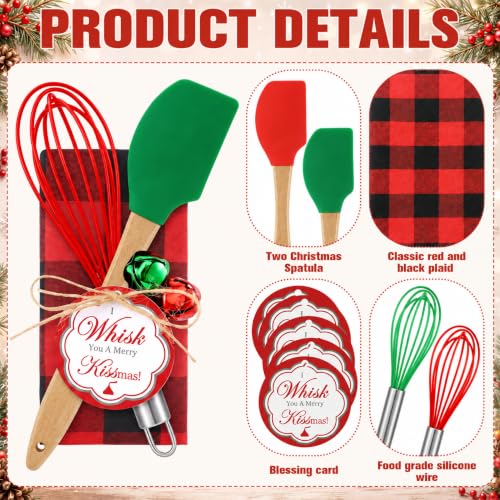 Christmas Spatula Baking Gift Set - Plaid Wood Handles, 18 Pieces