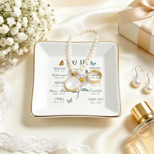 Daisy Birth Flower Jewelry Dish - Christian Gifts for Women