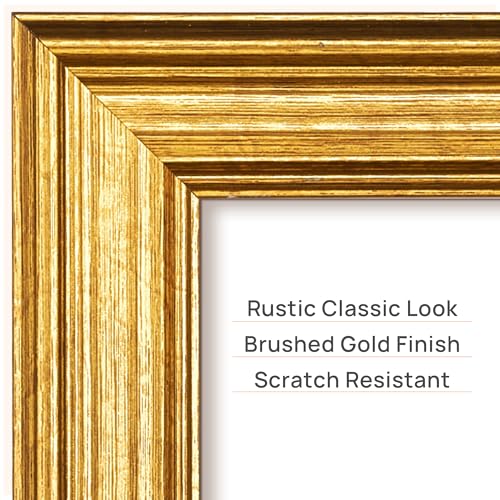 upsimples 8.5x11 Vintage Gold Picture Frame for Wall or Tabletop Display