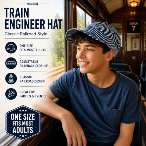 Beistle Blue and White Train Engineer Hat - Adjustable Costume Accessory