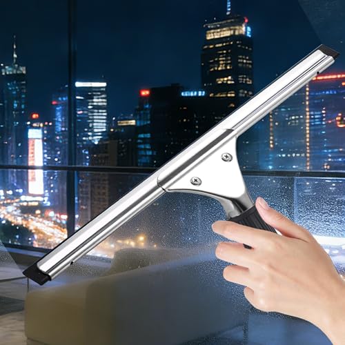 MRDARENSU 14'' Stainless Steel Shower Squeegee - Black & Silver