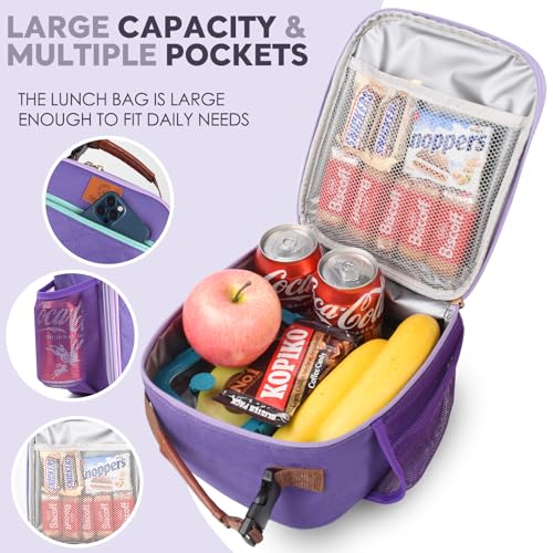 Genteen Insulated Kids Lunch Box with Bottle Holder - Purple