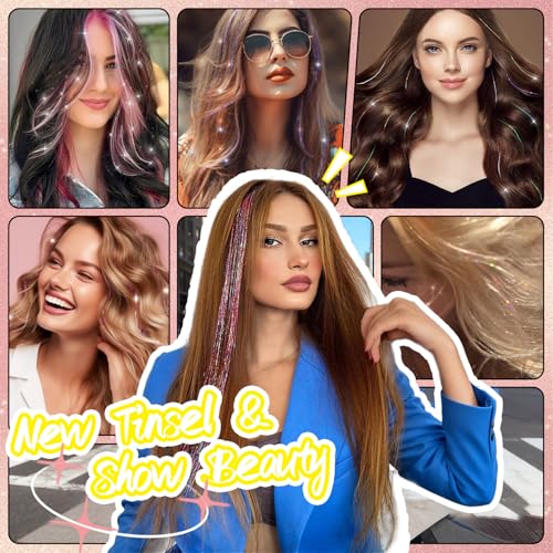 Rootoo Clip-In Hair Tinsel Extensions - 24 Inch Colorful Fairy Hair Glitter Strands