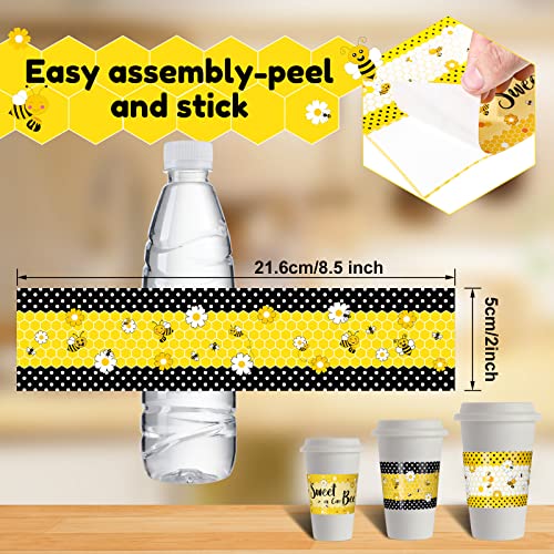 Bee Party Water Bottle Labels - 30 Pack for Baby Showers & Birthdays
