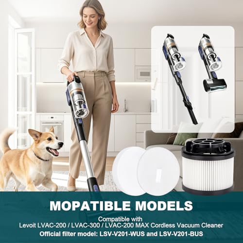 LEVOIT LVAC-200 Replacement Filters - 2 Post-Motor & 2 Pre-Motor Filters