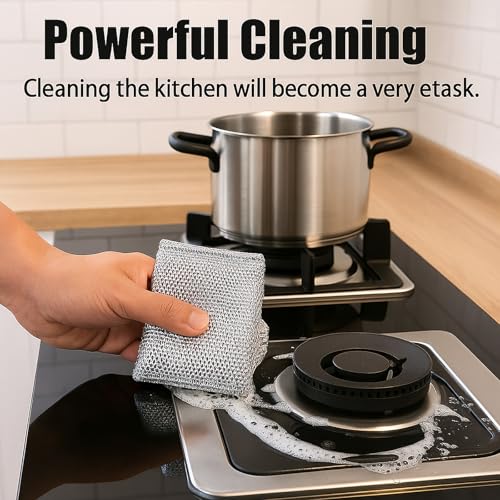 Kookkit 3-Layer Non-Scratch Stainless Steel Dish Scrubber 6Pcs