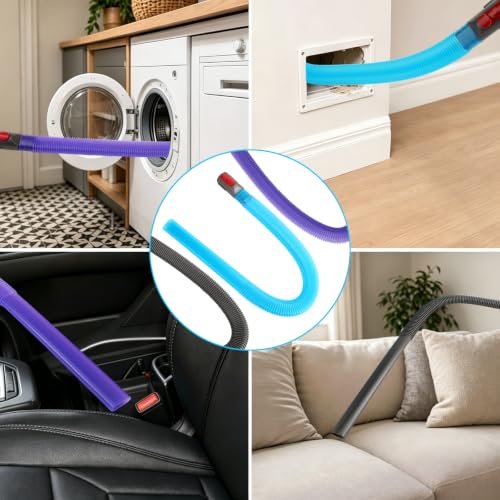 Dyson-Compatible Dryer Vent Cleaner Kit – 3 Pack Flexible Lint Vacuum Attachments