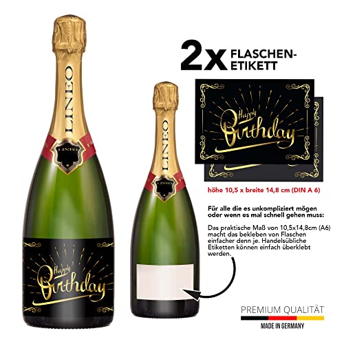 2-Pack Self-Adhesive Happy Birthday Bottle Labels for Wine & Champagne