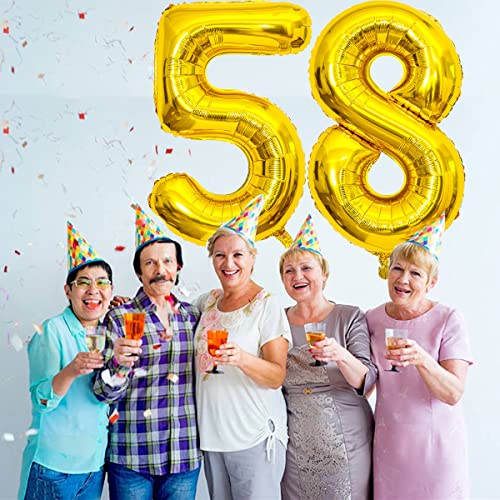 Gold 40-Inch Jumbo 58 Number Balloons for Birthday & Anniversary