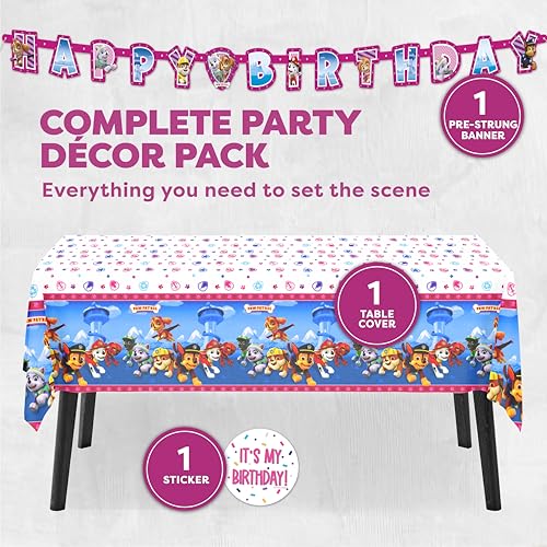 Paw Patrol Birthday Decorations Set with Tablecloth & Banner