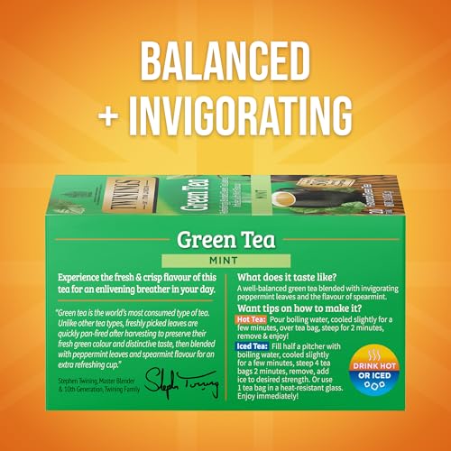 Twinings Green Tea with Mint - Caffeinated, Individually Wrapped Bags, 120 Count
