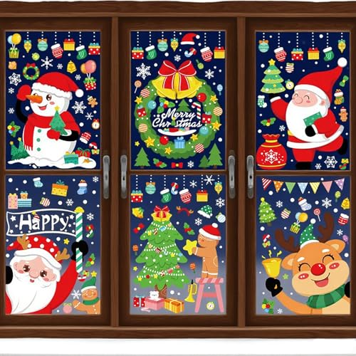 194 Cute Christmas Window Stickers - 6 Sheets of Holiday Decor