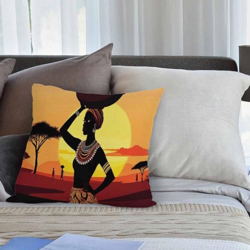 HGOD DESIGNS African Woman Throw Pillow Case - Design 01, 18x18
