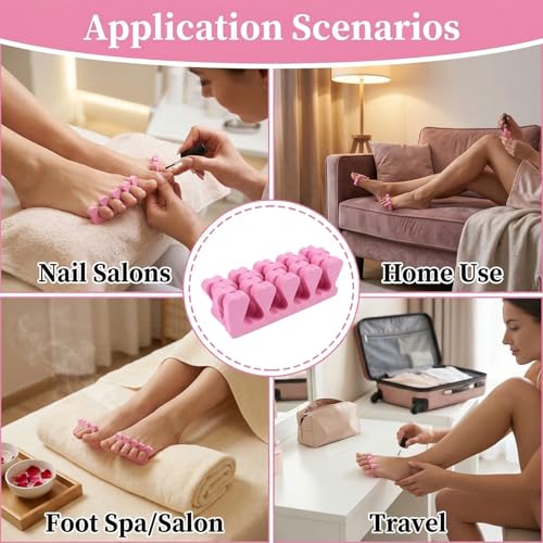 RAQEHO 24PCS Foam Toe Separators for Pedicure and Nail Polish, Pink