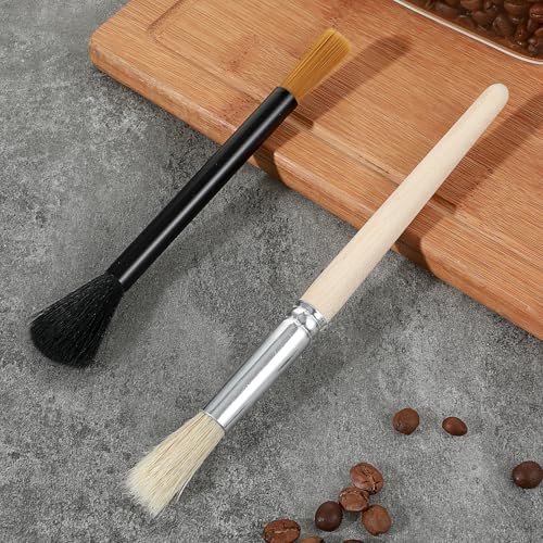 Coffee Grinder Cleaning Brush Set - 2Pcs Dual-Brush with Walnut Handle
