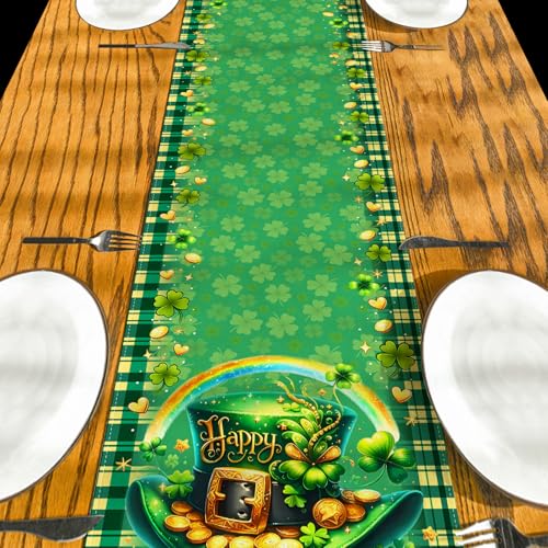St. Patrick's Day Table Runner - 100% Linen, 13x72 Inches
