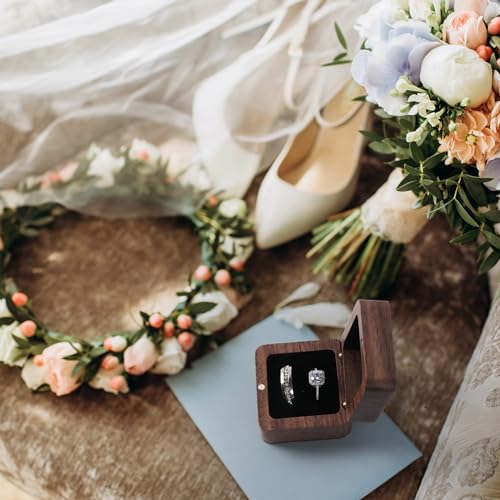 Wooden Engagement Ring Box with 2 Slots Black Inner Without Window - SLOZO