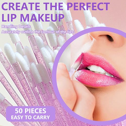 SruidyLady 50 PCS Disposable Lip Wands Glitter Crystal Lip Gloss Brushes