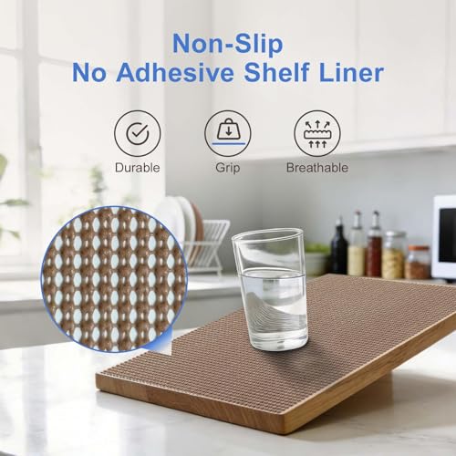 Non-Adhesive Shelf Liner for Kitchen Cabinets - 11.8 in x 9.8 ft - Wheat