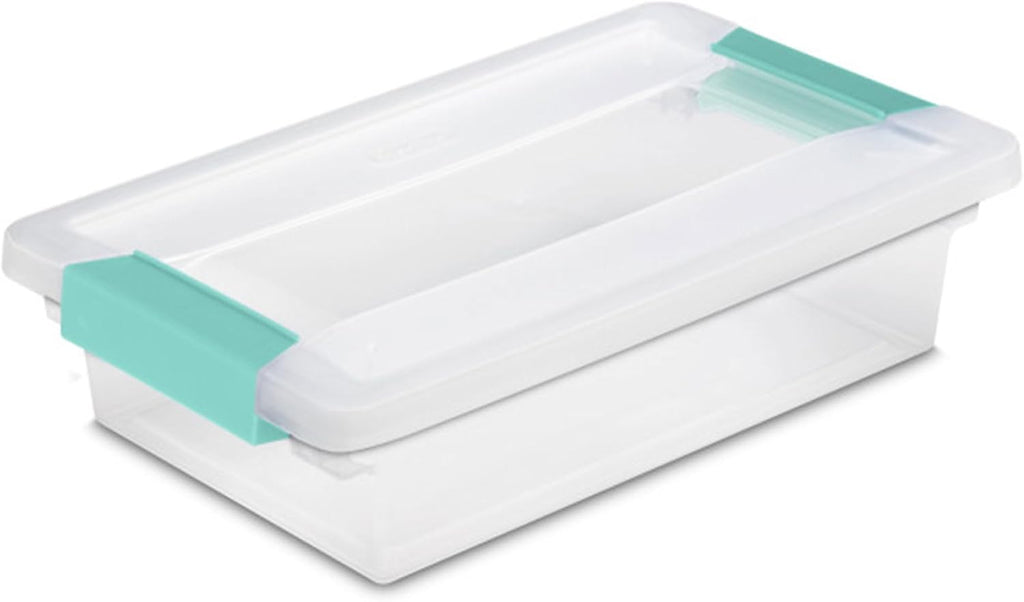 Sterilite 6-Pack Clip Box - Stackable Clear Plastic Bins with Latching Lids for Arts & Crafts Storage