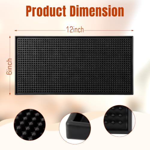 Non-Slip PVC Bar Mat - 12" x 6" Coffee Station & Cocktail Runner (2 Pack)