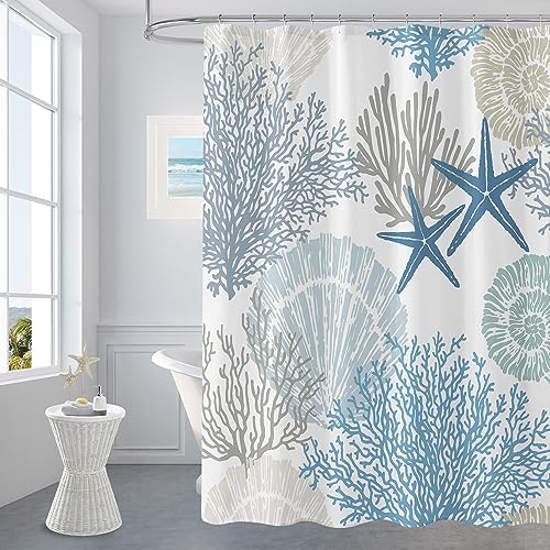 Gibelle Nautical Ocean Shower Curtain - 72x72 Inch Waterproof Fabric