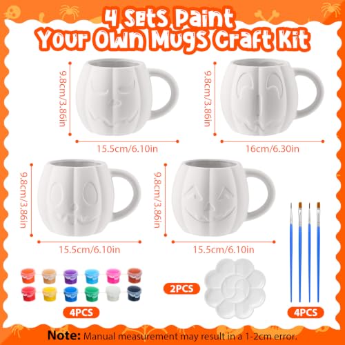 Halloween Paint Your Own Mug Set - Pumpkin Pals with Painting Kit, 4 Pack