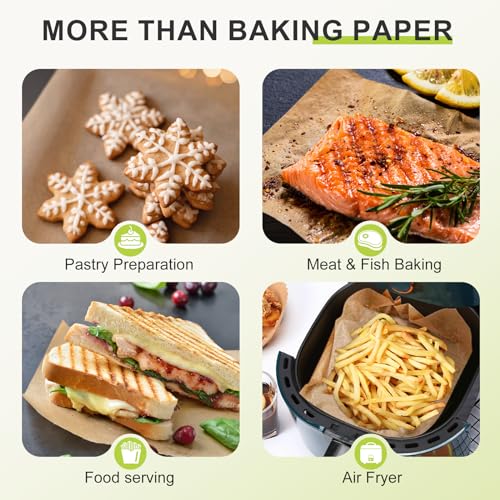 KIEGMIA 120 PCS Unbleached Parchment Paper Sheets - 9x13 Inch Non-Stick Baking Paper