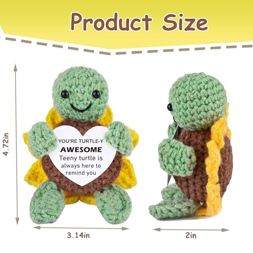 Positive Turtle Gifts for Women & Men - Handmade Crochet Turtle
