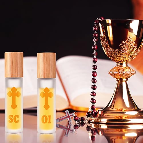 Chuangdi 3 Pcs Small Holy Anointing Oil Roller Bottles 10 ml Glass