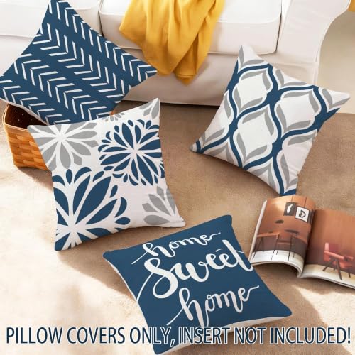 Pinata Blue Throw Pillow Covers 18x18, Boho Decorative Set of 4