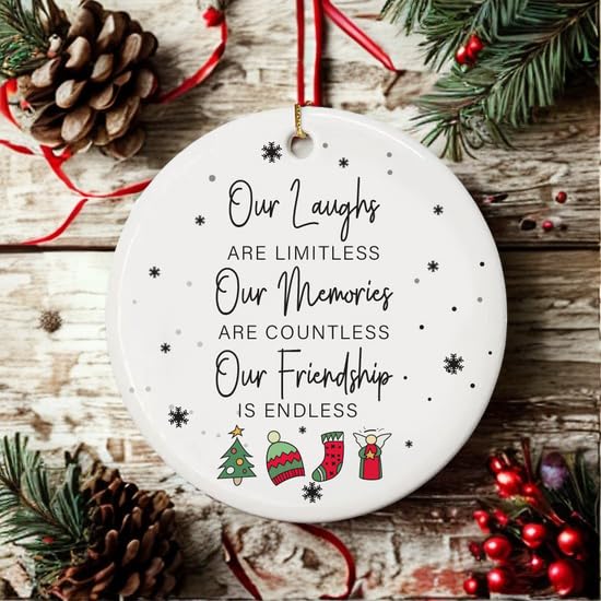 Friend Christmas Ornament L25 – Double Sided Ceramic Friendship Keepsake