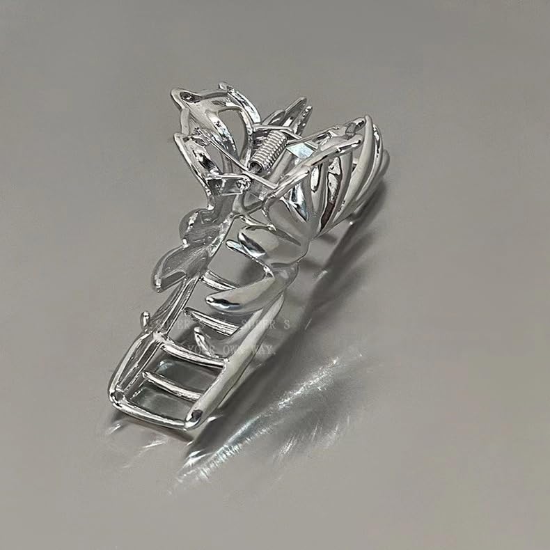 Zinzin Irregular Metal Hair Claw Clip - Non-Slip Liquid Metal Hair Barrette for Thick and Fine Hair (Grey)