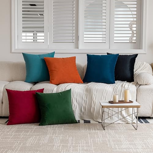 Black Velvet Pillow Covers 18x18 (Set of 2) - Soft Cushion Covers