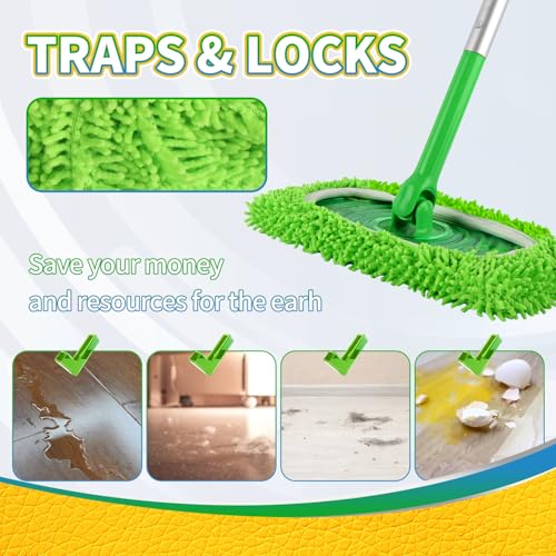 Zehrai Reusable Microfiber Mop Pads for Swiffer Sweeper - Green 6 Pack