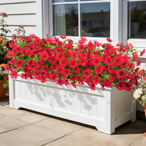 12 Pcs Artificial Silk Geranium Flowers - UV Resistant Red Outdoor Decor