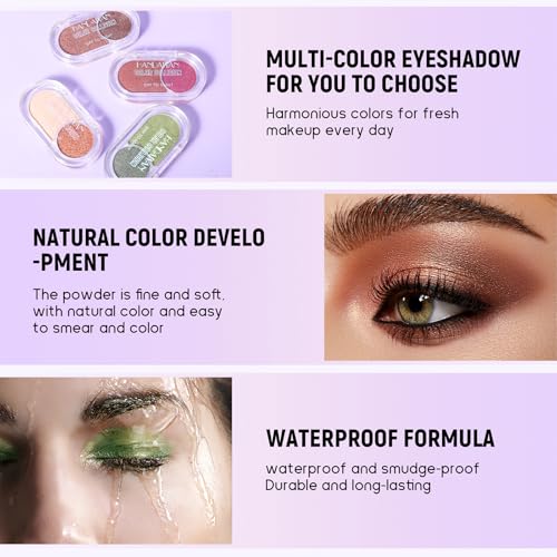 BERALLOYE Duo Eyeshadow Palette Shimmer Brown and Green 2 Pcs