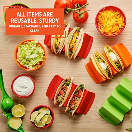 IMUSA 12pc Taco Fiesta Set, Red/Orange/Green