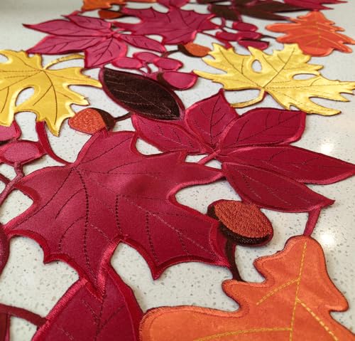 Autumn Maple Leaves Table Runner 14x36 Inches - Fall Harvest Dresser Scarf